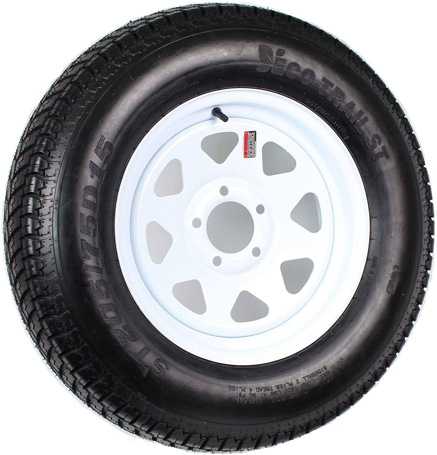 Trailer Tire On Rim Lrc 5 Lug Wheel White Spoke