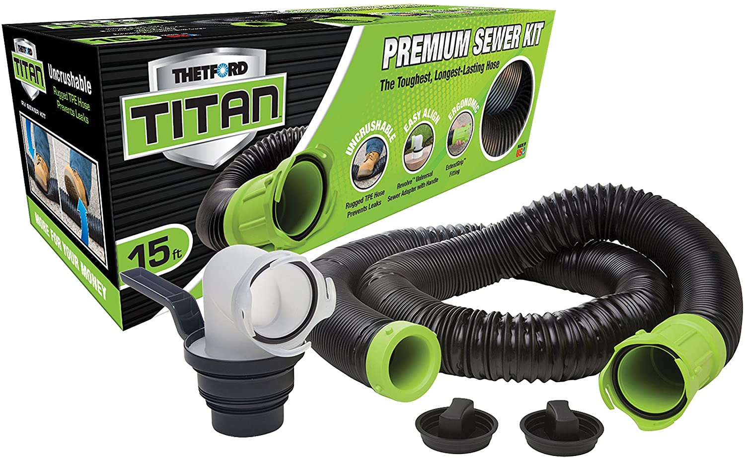Titan 17853 15ft 15-Foot Premium RV Sewer Hose Kit